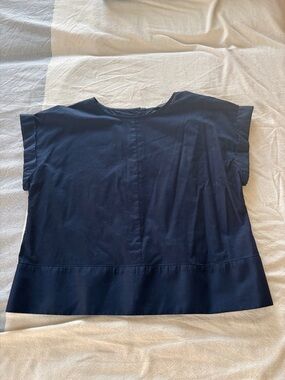 Banana Republic Back Button Classic Navy Short-Sleeve Women's Top